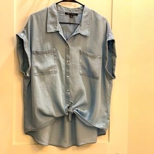 Womens Short Sleeve Button Down Blouse